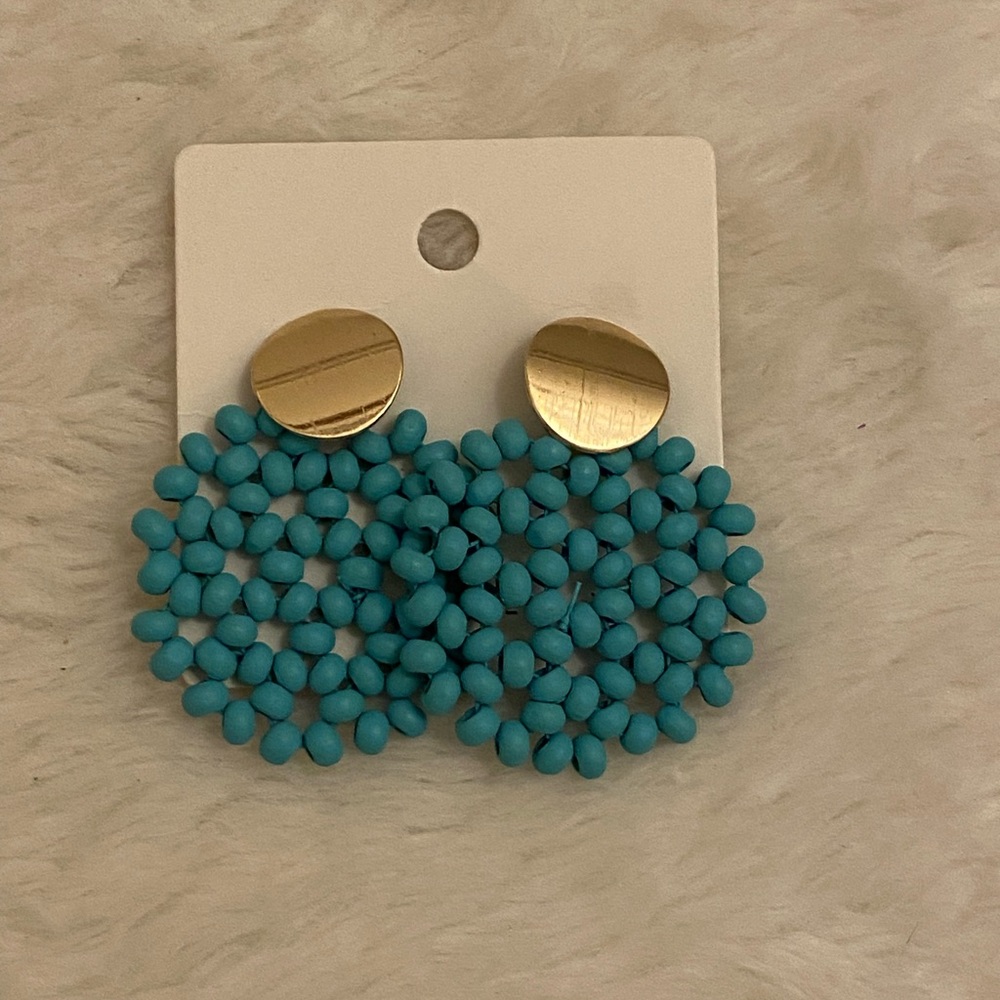 Gold and Turquoise Bead Earrings